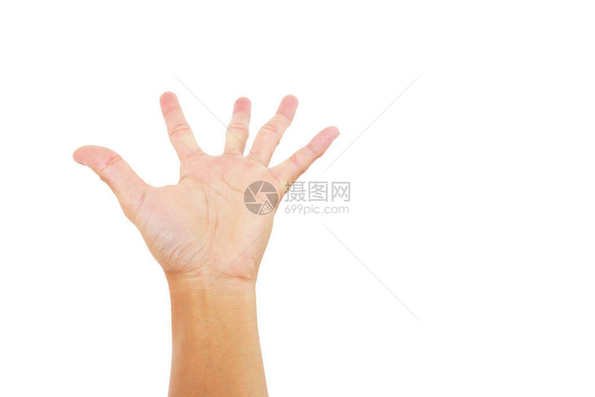 人手举起手来抓东西在白色图片