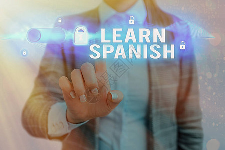 文字书写文本学习西班牙语在西班牙词汇方言演讲中展示翻译语图片