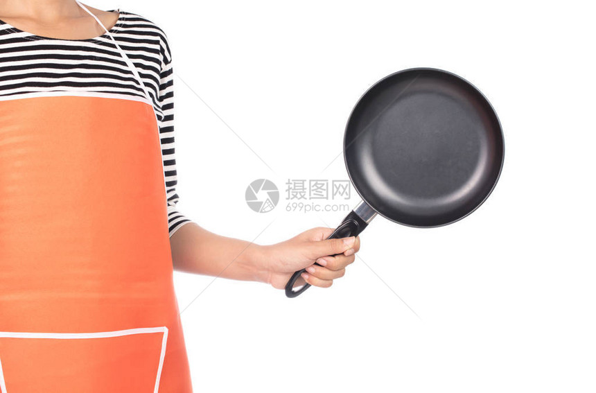 女厨师在白色背图片