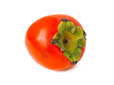 大橙红柿子白色背景中突显甜美多肉的果肉图片