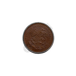 白色背景上的墨西哥金属硬币背景图片