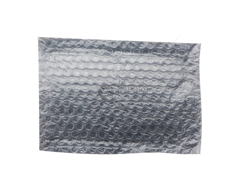 用于运输包裹的具有空气的透明薄膜碎片胶粘在灰色聚乙烯上图片