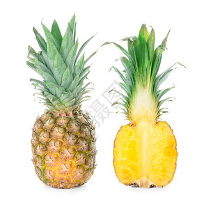 白色背景上的新鲜成熟菠萝图片