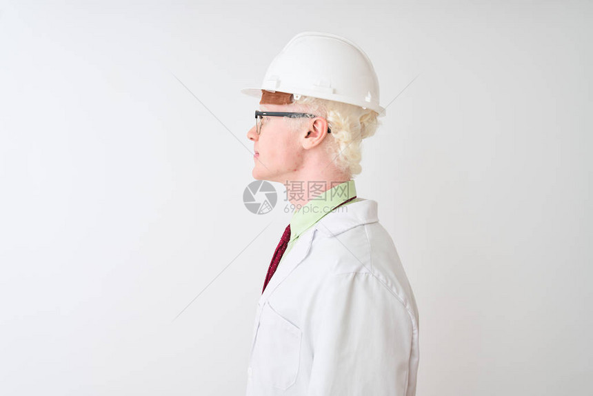 白化病科学家男子戴着眼镜和头盔图片