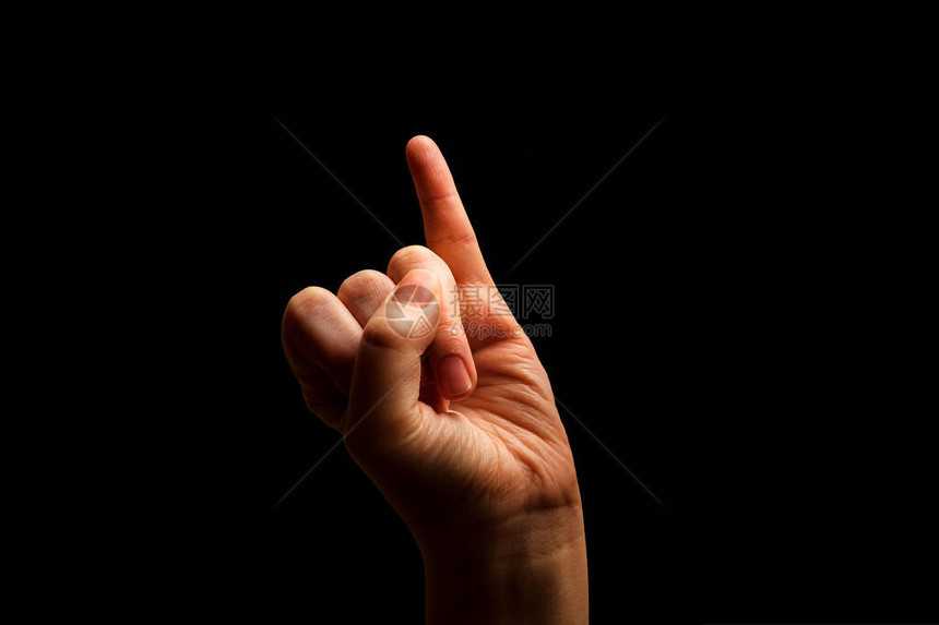 手动显示J字母符号的美国手语ASL图片