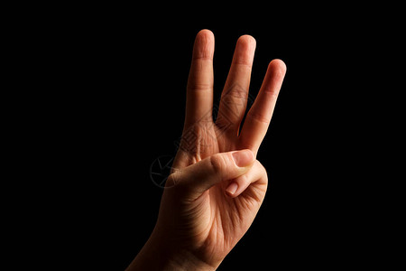 以美国手语ASL手动显示W字母符号图片
