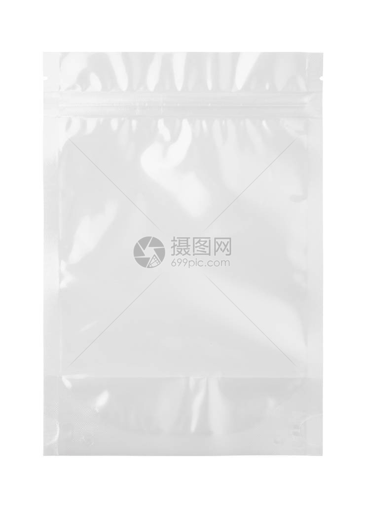 透明塑料拉链包装袋白底的孤立以白图片
