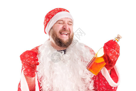 非常快乐的留着胡子的男人打扮成圣诞老人图片