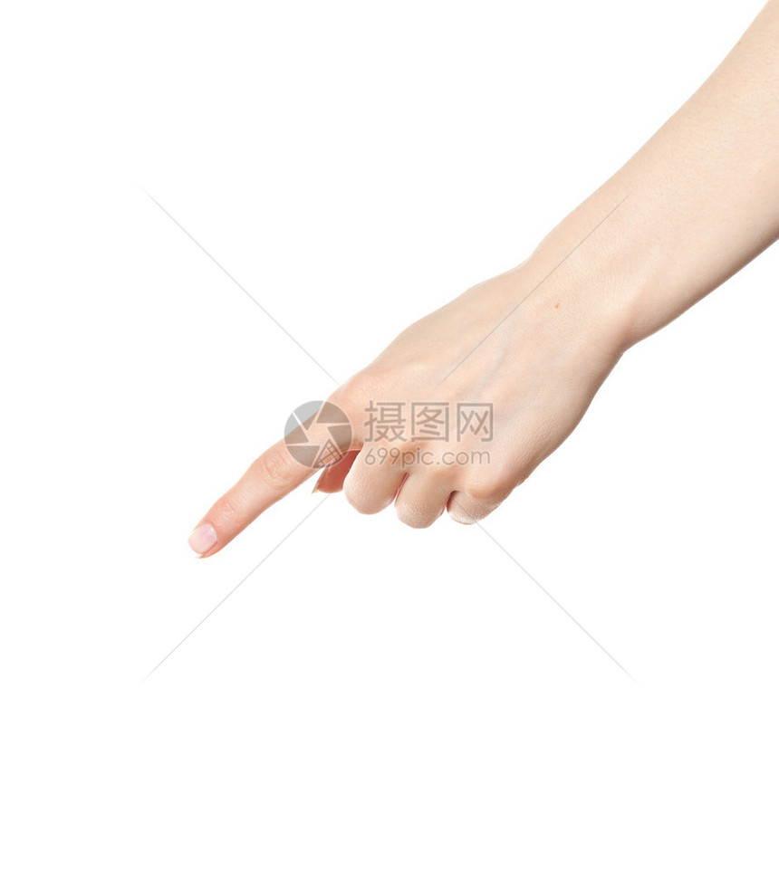 用食指向下指的女人手图片