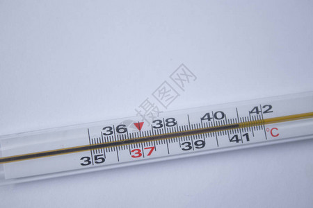 白色背景的汞温度计医学和疾病概念孤立的相片图片