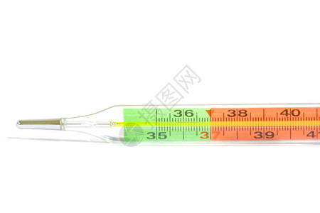 临床汞温度计隔离在白色上图片