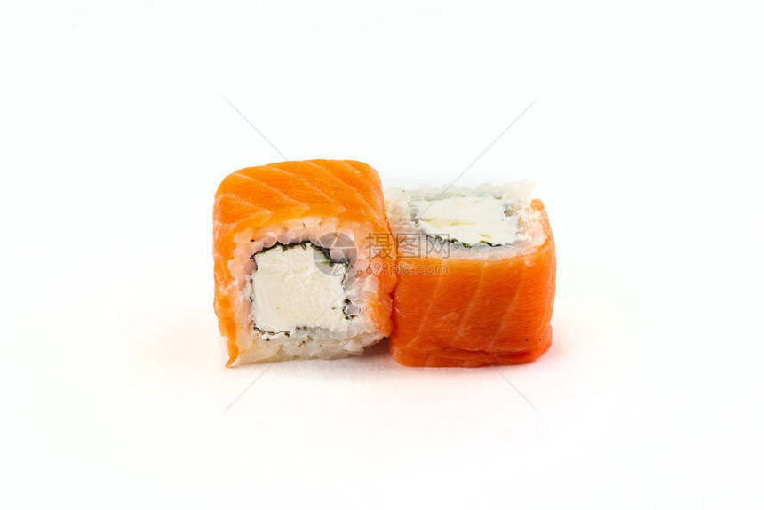 日本传统菜两片寿司白图片