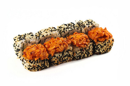 日本传统菜寿司卷洒满了烤芝麻图片