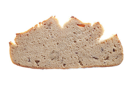 切片黑麦面包以白色背景图片