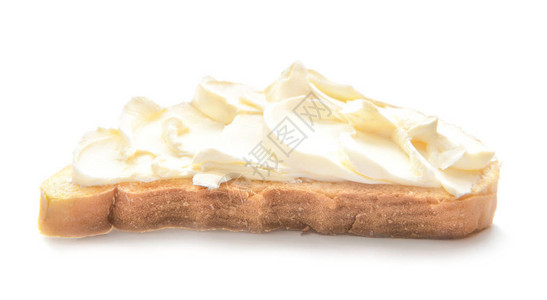 白色背景的奶油芝士美味面包片图片