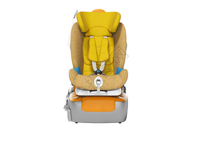 现代黄色汽车座椅安装在汽车座椅3D上图片