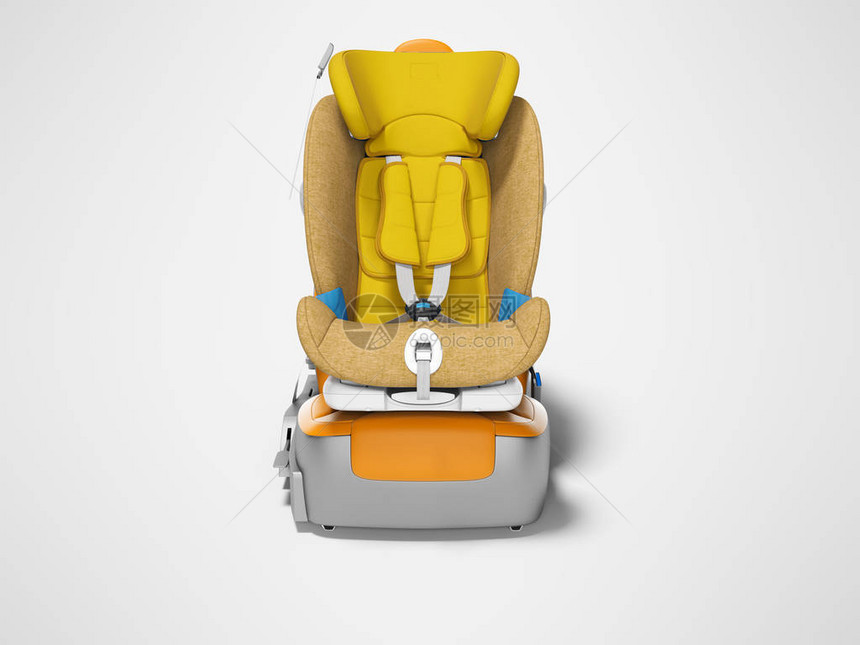 现代黄色汽车座椅安装在汽车座椅3D上图片