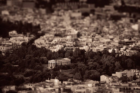 从希腊雅典的山顶上可以看到赫菲斯图寺背景图片