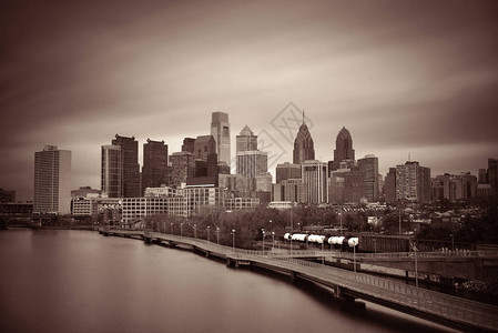 费城天际线与城市建筑高清图片