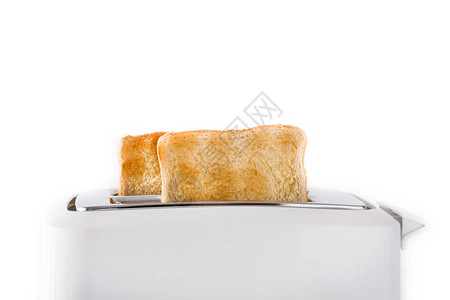 在白色背景上隔离的白色烤面包机中图片