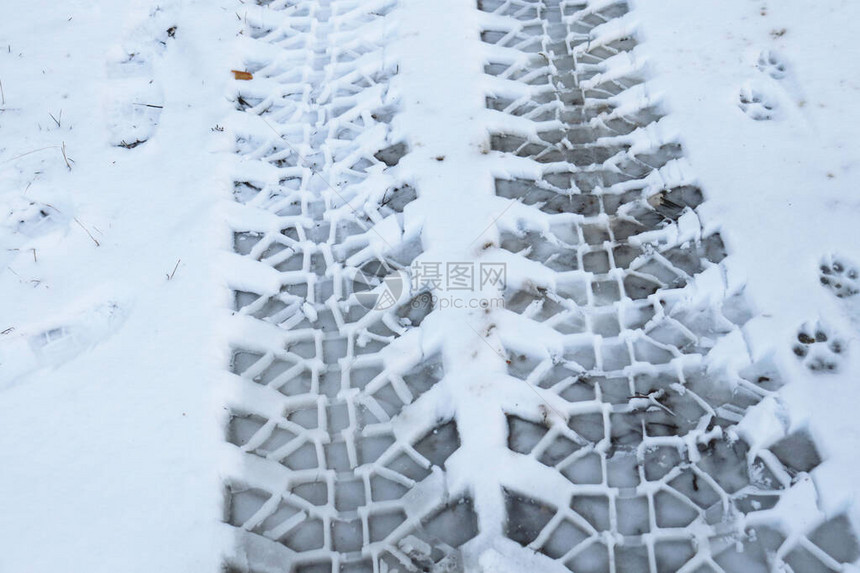 雪地里的轮胎面图片
