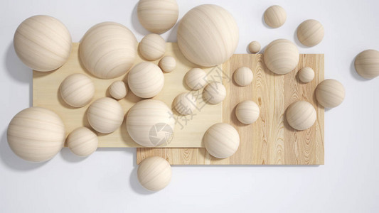 最小的白色背景复制空间木板切菜板球体木头泡沫室内设计图片