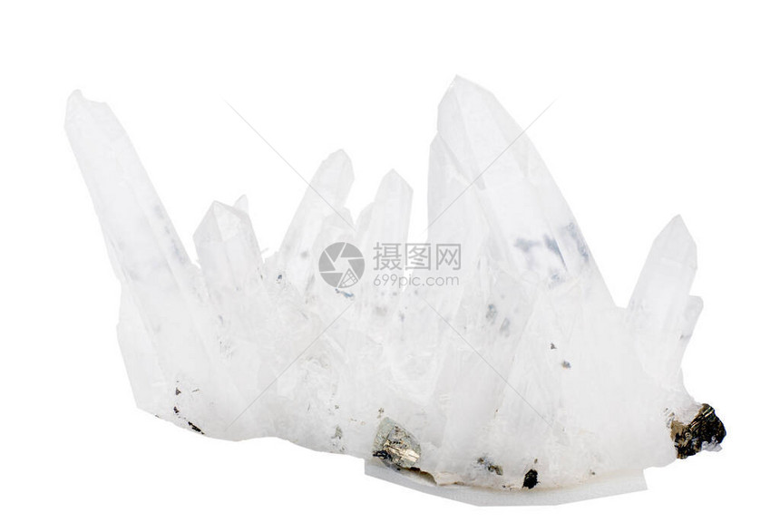 白色背景上孤立的天然山水晶图片