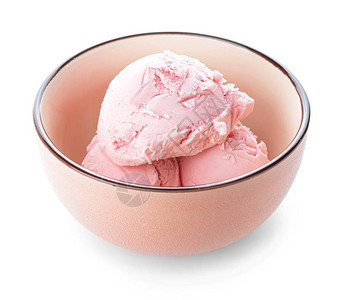 白色背景中碗里的美味冰淇淋图片