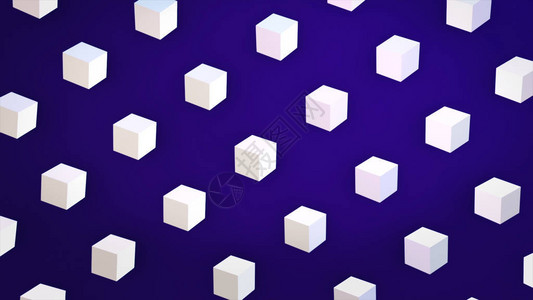 抽象白方块在深蓝色背景3D效应上对角流动图片