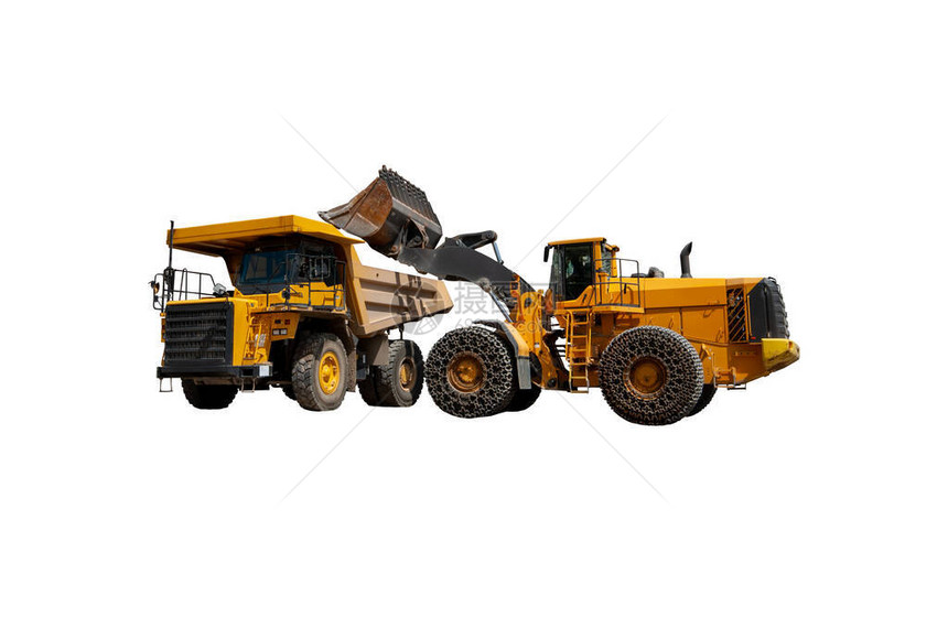 职业工作流程采矿卡车和挖土机职业推土机图片
