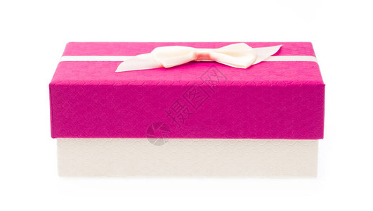 紫色礼物盒白丝带在白色图片