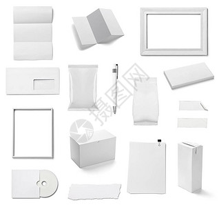 在白背景上收集各种白色商务打印模板的收藏每一个都单独拍摄Ainfo图片