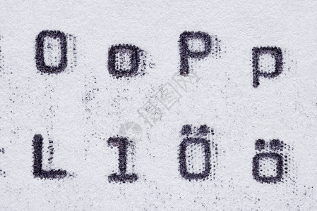 元字体设白色纸上字母OPL的真实打字机体母表Micr背景