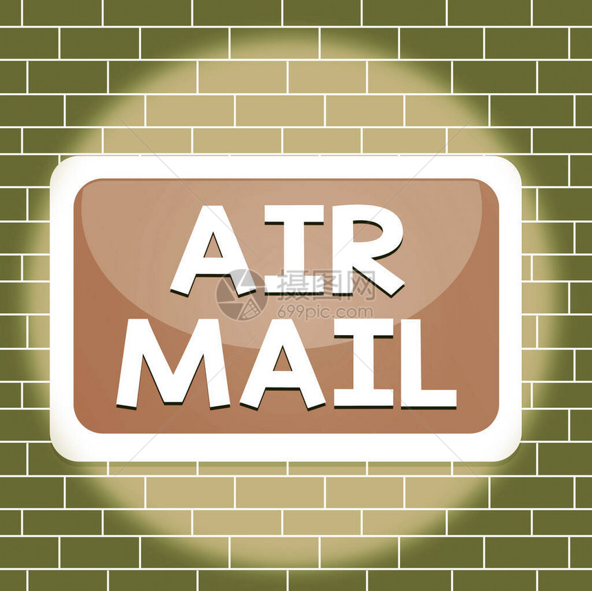 显示航空邮件的文本符号商业照片展示了飞机运输的信件和包裹的袋子板矩形白框空白间固图片