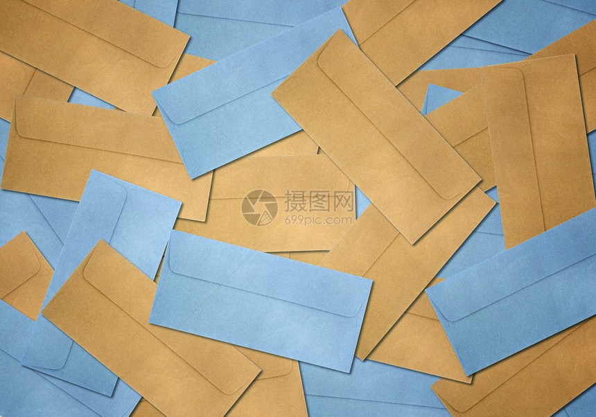 复古信封背景上的棕色和蓝色信封图片