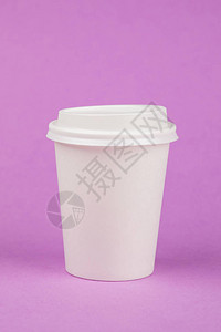 装有白盖的纸杯咖啡容器取走饮料容器供设计用图片