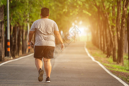 运动与健康理念公园跑步的胖子图片
