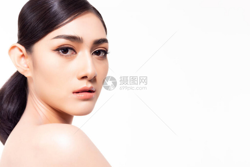 美丽的亚洲女人面对健康的皮肤图片
