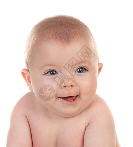 5个月大的可爱小男孩的肖像白图片