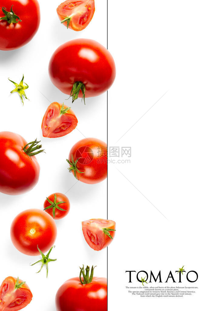 由白色背景上的番茄制成的创意布局图片