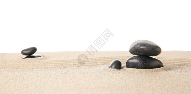 沙上石头有白色背景的线条背景图片