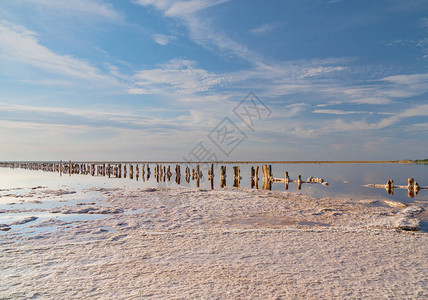 玫瑰盐湖Sivash盐和治疗泥土乌克兰赫尔森地区盐海水蒸发池图片