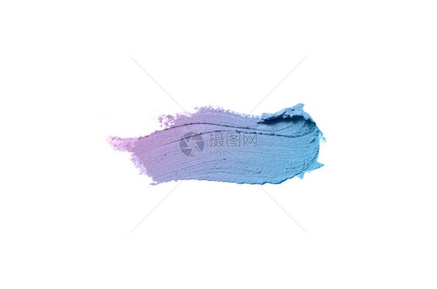 白背景上孤立的口红或丙烯漆的磨擦和纹理唇膏或液体指甲油手表模样美容设计元素紫蓝色图片