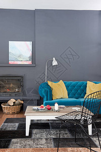 装饰室内装饰蓝色沙发带有图片