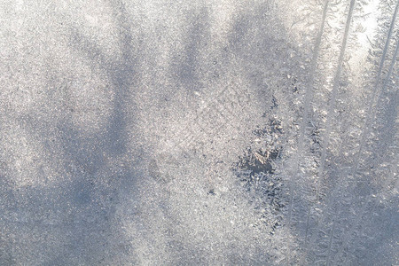 冬季玻璃上的霜状图案设计的自然概念背景特写水平背景图片