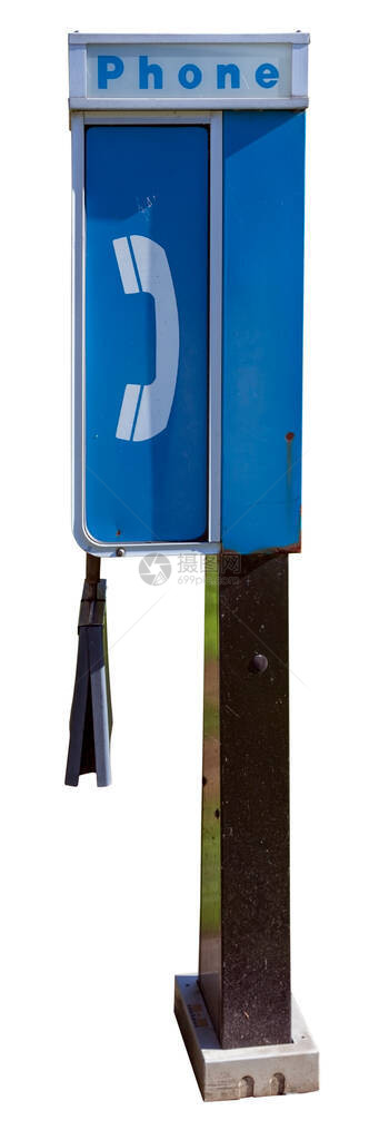蓝色和白色的旧公用电话亭空着电话簿封图片