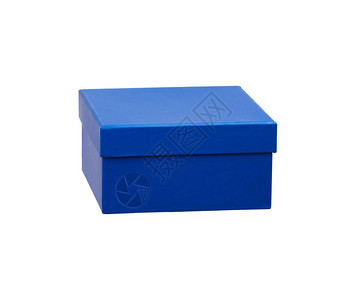 封闭的蓝纸板盒子假日礼物在白色背图片