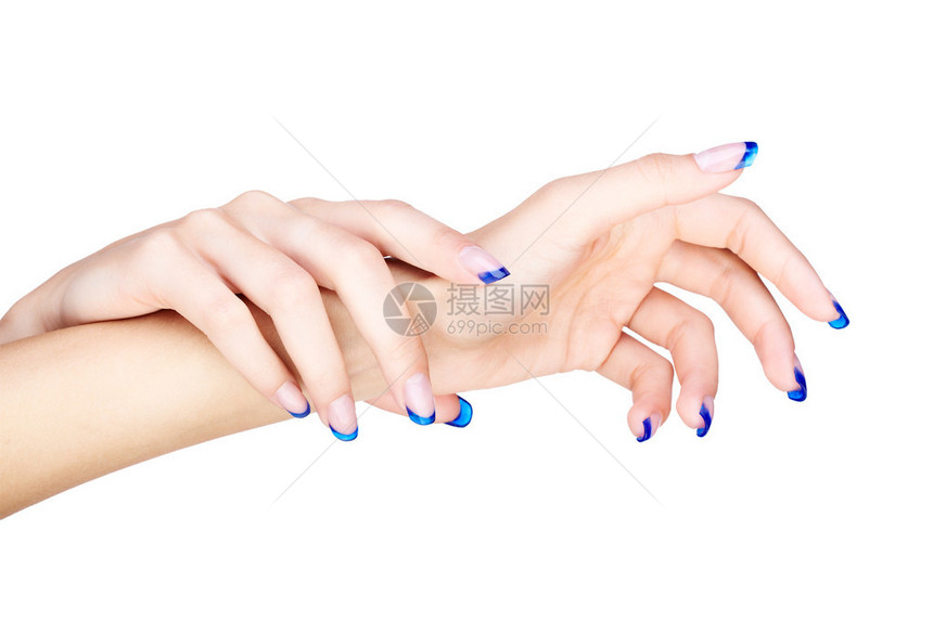 女专业的法国指甲修指甲手举起手图片