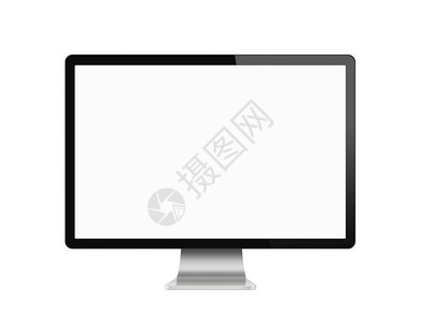 白色背景上孤立的空白现代计算机监视器图片