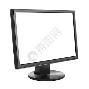 黑色计算机黑色LCD显示器白色背景图片
